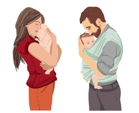 Mutter und Vater mit Babies