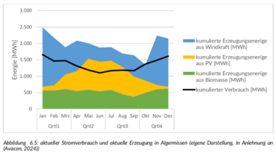 Stromerzeugung und Stromverbrauch, Auszug aus der Potenzialanalyse EE