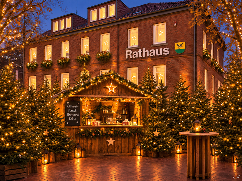 Weihnachtswald vor dem Rathaus